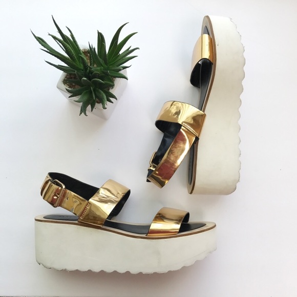 zara gold platform sandals